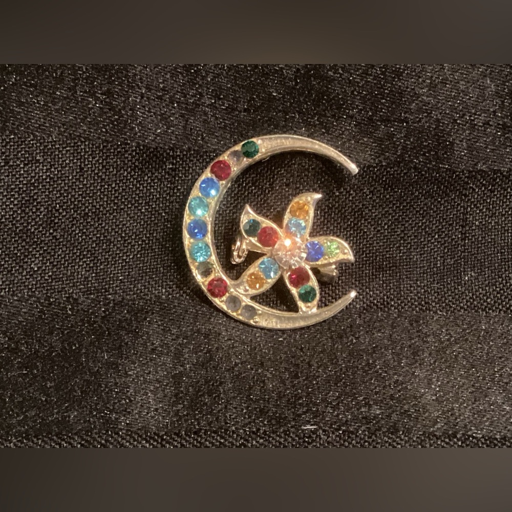 Order of the Eastern Star Gold-Tone Multicolor Gem Crescent Pin - Women Jewelry